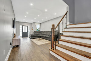 Living room with stairs